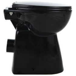 Høyt kantfritt toalett myk lukkemekanisme 7 cm keramisk svart