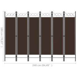 Romdeler med 6 paneler brun 240×180 cm