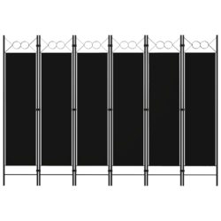 vidaXL Romdeler med 6 paneler svart 240×180 cm