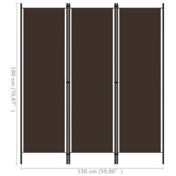 Romdeler 3 paneler brun 150×180 cm
