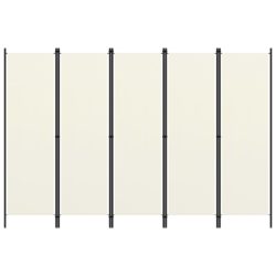 vidaXL Romdeler med 5 paneler kremhvit 250×180 cm