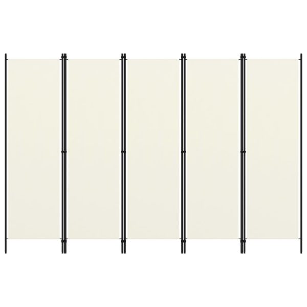 vidaXL Romdeler med 5 paneler kremhvit 250×180 cm
