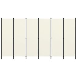 Romdeler med 6 paneler kremhvit 300×180 cm