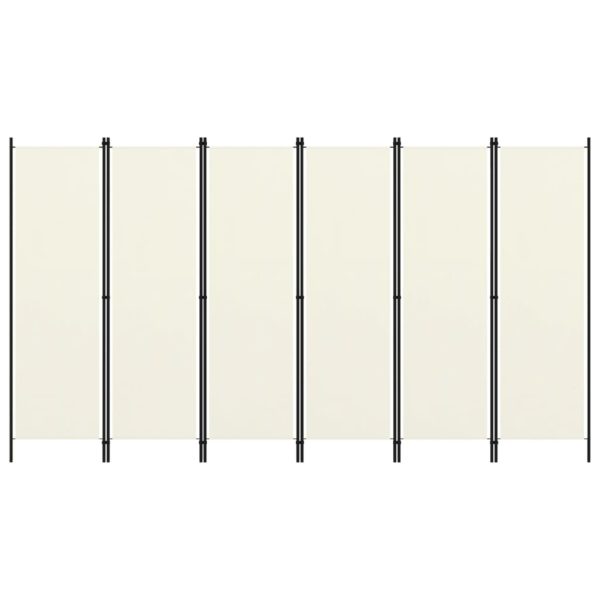 Romdeler med 6 paneler kremhvit 300×180 cm