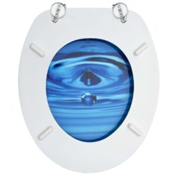 Toalettsete med lokk MDF blå vanndråpe-design