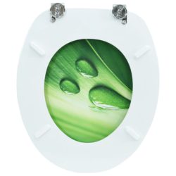 WC Toalettsete med lokk MDF grønn vanndråpedesign