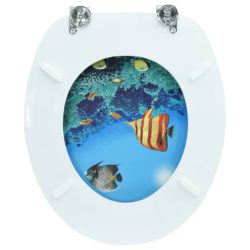 WC Toalettsete med lokk MDF dyphavsdesign