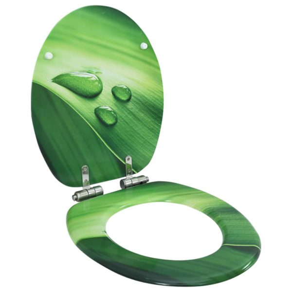 vidaXL Toalettsete med myk lukkefunksjon MDF grønn vanndråpe-design