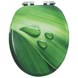 Toalettsete med myk lukkefunksjon MDF grønn vanndråpe-design