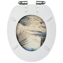 Toalettsete med myk lukkefunksjon MDF stranddesign
