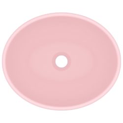 vidaXL Luksuriøs servant ovalformet matt rosa 40×33 cm keramisk
