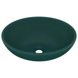vidaXL Luksuriøs servant ovalformet matt mørkegrønn 40×33 cm keramisk