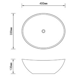 Luksuriøs servant ovalformet matt lysegrå 40×33 cm keramisk