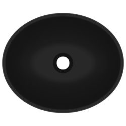 vidaXL Luksuriøs servant ovalformet matt svart 40×33 cm keramisk