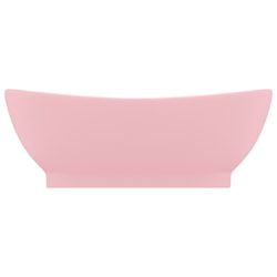 Luksuriøs servant med overløp oval matt rosa 58,5x39cm keramisk