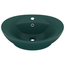 vidaXL Luksuriøs servant overløp oval mørkegrønn 58,5×39 cm keramisk