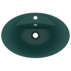 vidaXL Luksuriøs servant overløp oval mørkegrønn 58,5×39 cm keramisk