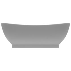 Luksuriøs servant med overløp oval lysegrå 58,5×39 cm keramisk