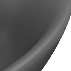 vidaXL Luksuriøs servant overløp oval matt mørkegrå 58,5x39cm keramisk