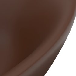 vidaXL Luksuriøs servant overløp oval mørkebrun 58,5×39 cm keramisk