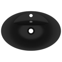 Luksuriøs servant overløp oval matt svart 58,5×39 cm keramisk