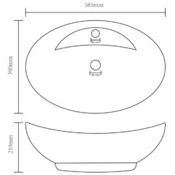 Luksuriøs servant overløp oval matt svart 58,5×39 cm keramisk