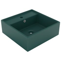 vidaXL Luksuriøs servant overløp firkantet mørkegrønn 41x41cm keramisk