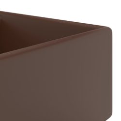 vidaXL Luksuriøs servant overløp firkantet mørkebrun 41×41 cm keramisk