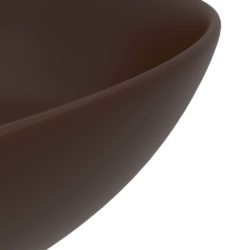 vidaXL Baderomsservant keramisk mørkebrun rund