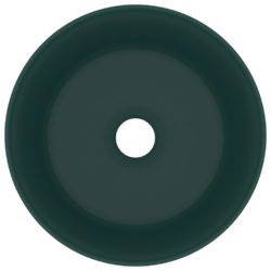 vidaXL Luksuriøs servant rund matt mørkegrønn 40×15 cm keramisk