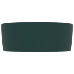 vidaXL Luksuriøs servant rund matt mørkegrønn 40×15 cm keramisk