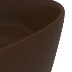 vidaXL Luksuriøs servant rund matt mørkebrun 40×15 cm keramisk