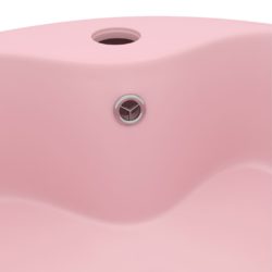vidaXL Luksuriøs servant med overløp matt rosa 36×13 cm keramisk