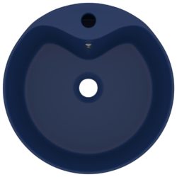 vidaXL Luksuriøs servant med overløp matt mørkeblå 36×13 cm keramisk