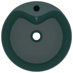 vidaXL Luksuriøs servant med overløp matt mørkegrønn 36×13 cm keramisk