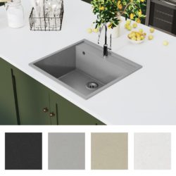 Vask med overløpshull grå granitt