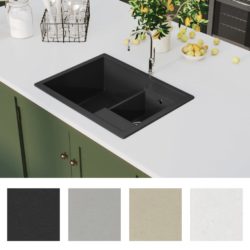 Kjøkkenvask med overløpshull dobbel kum svart granitt