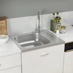 Kjøkkenvask med avløpssett sølv 500x600x155 mm rustfritt stål