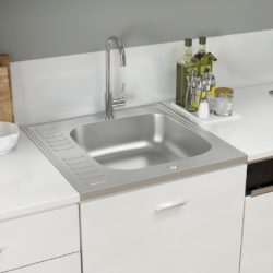 Kjøkkenvask med avløpssett sølv 600x600x155 mm rustfritt stål