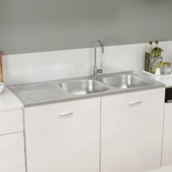Dobbel kjøkkenvask sølv 1200x600x155 mm rustfritt stål