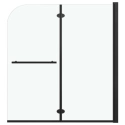 Leddet dusjdør med 2 paneler ESG 120×140 cm svart