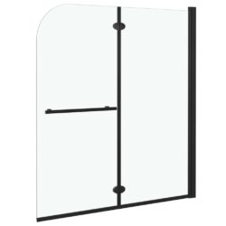 Leddet dusjdør med 2 paneler ESG 120×140 cm svart