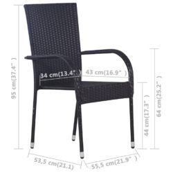 Stablestoler 6 stk polyrotting svart