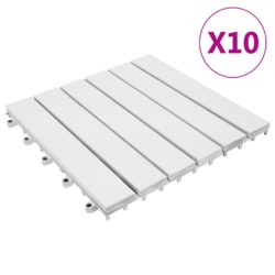 vidaXL Terrassebord 10 stk hvit 30×30 cm heltre akasie