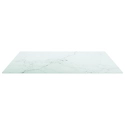 Bordplate hvit 70×70 cm 6 mm herdet glass med marmor design