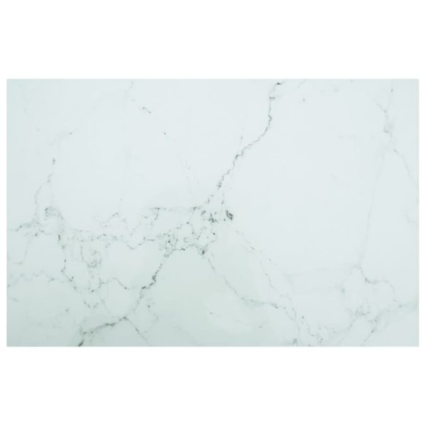 Bordplate hvit 100×62 cm 8 mm herdet glass med marmor design