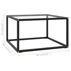 Salongbord svart med herdet glass 60x60x35 cm