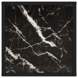 Salongbord svart med marmorglass 40x40x50 cm