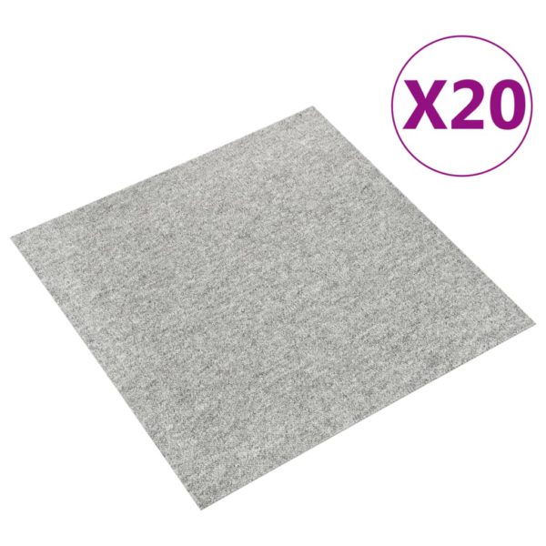 vidaXL Teppefliser gulv 20 stk 5 m² 50×50 cm lysegrå