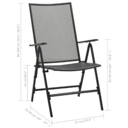 Sammenleggbare stoler netting 4 stk stål antrasitt